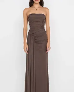 BEC & BRIDGE IDA STRAPLESS MAXI GOWN IN CHOCOLATE BROWN SIZE AU 6 for rent on The Volte - image 2