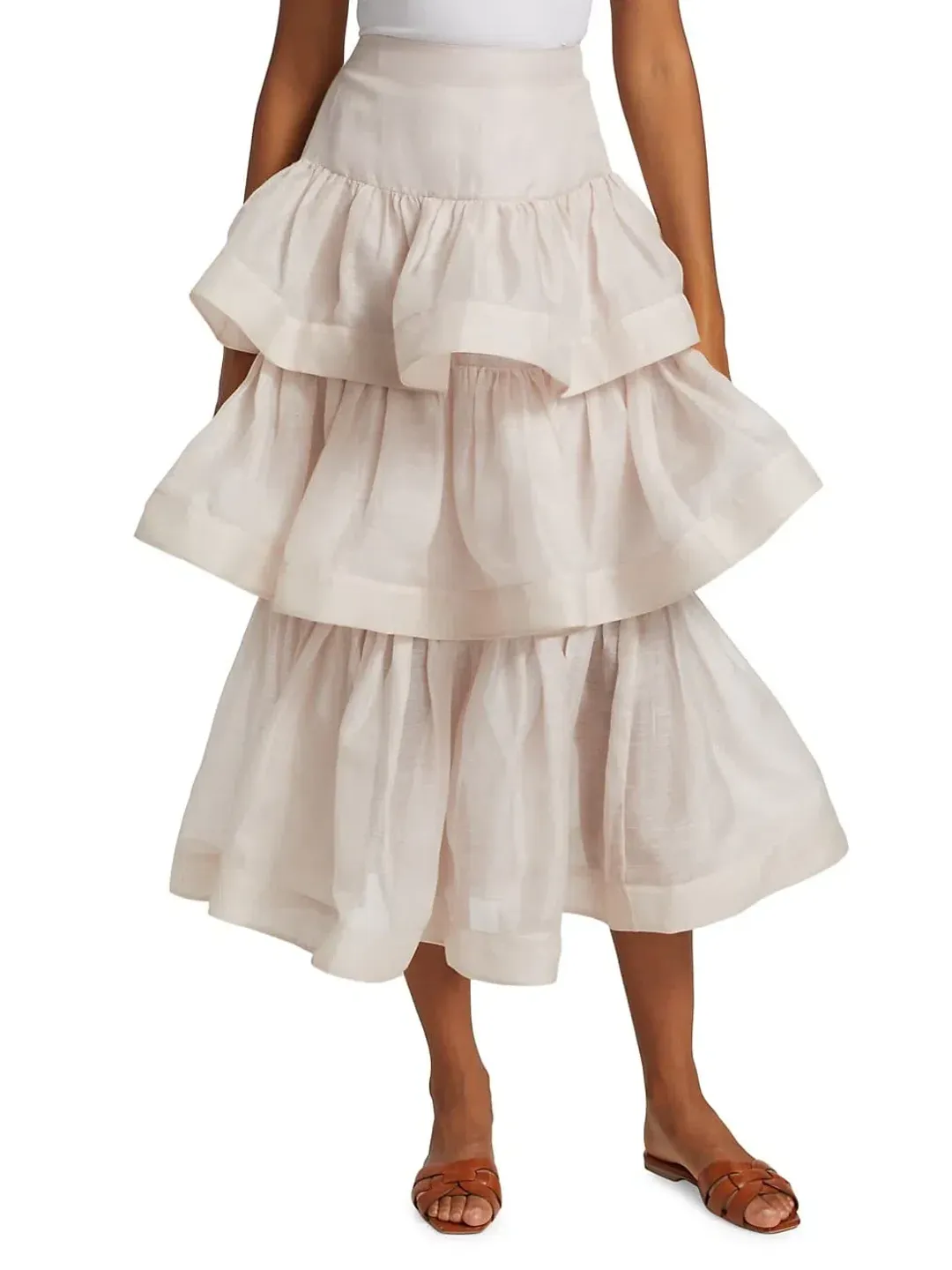 Zimmermann Rhythmic Ruffle Bodice And Tiered Midi Skirt Set Size 2 AUS 12 for rent on The Volte - main image