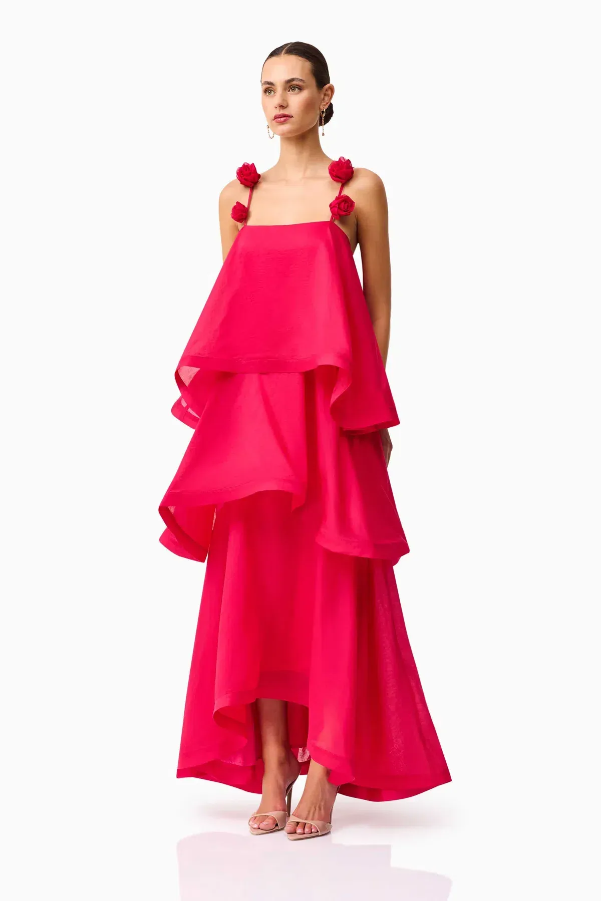 Elliatt Thalia Tiered Gown Rasberry Pink size M / 10-12 - Image 4