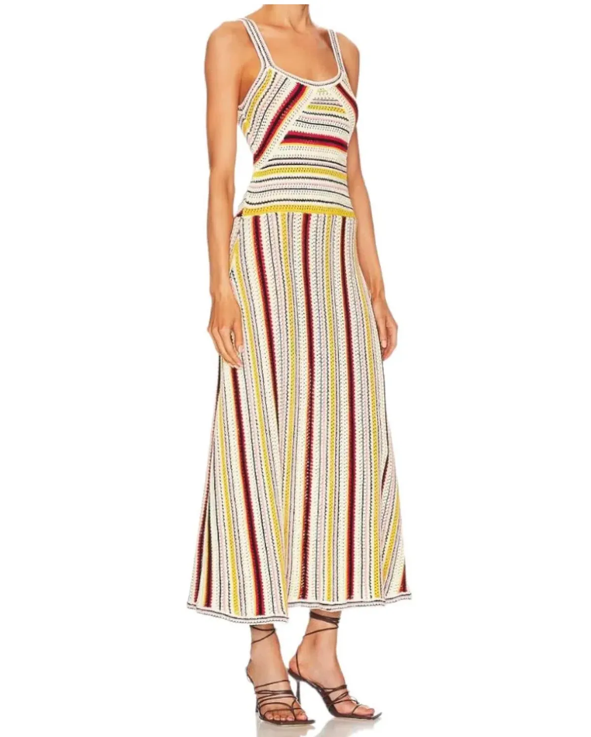 ZIMMERMANN Vitali striped crochet-knit cotton maxi dress Size 0/ AU 8 - Image 2