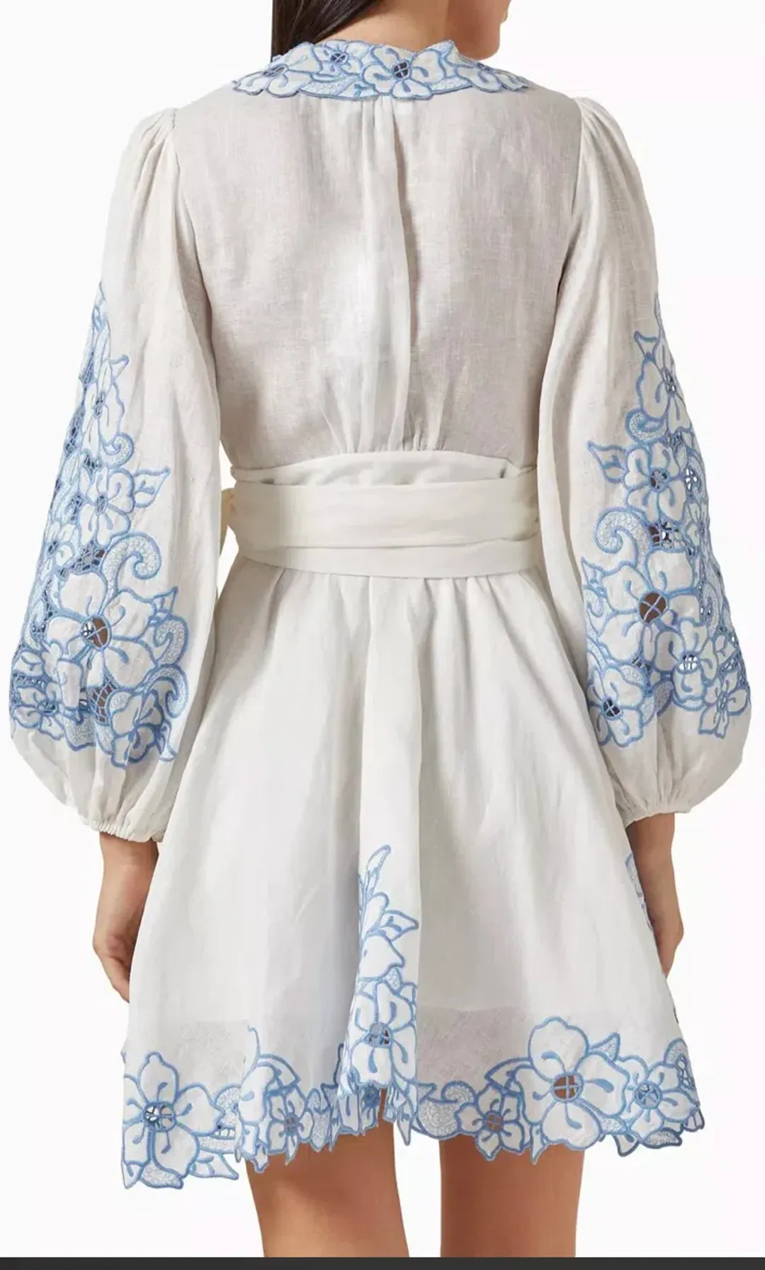 ZIMMERMANN Embroidered linen mini wrap dress. Size 1 for rent on The Volte - main image