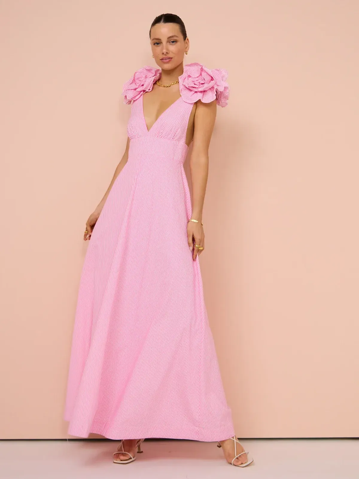 Aston Studio Eliza Dress in Fuschia Fine Stripe - Image 4