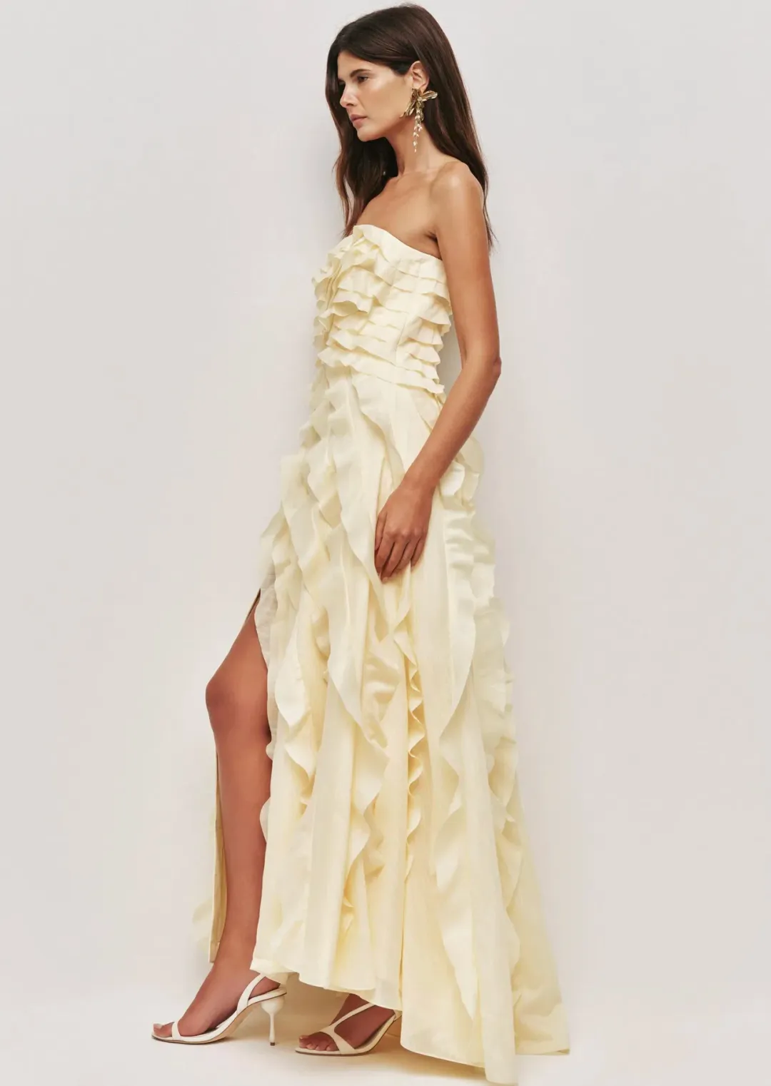 Aje allairie gown size 12 yellow for rent on The Volte - main image