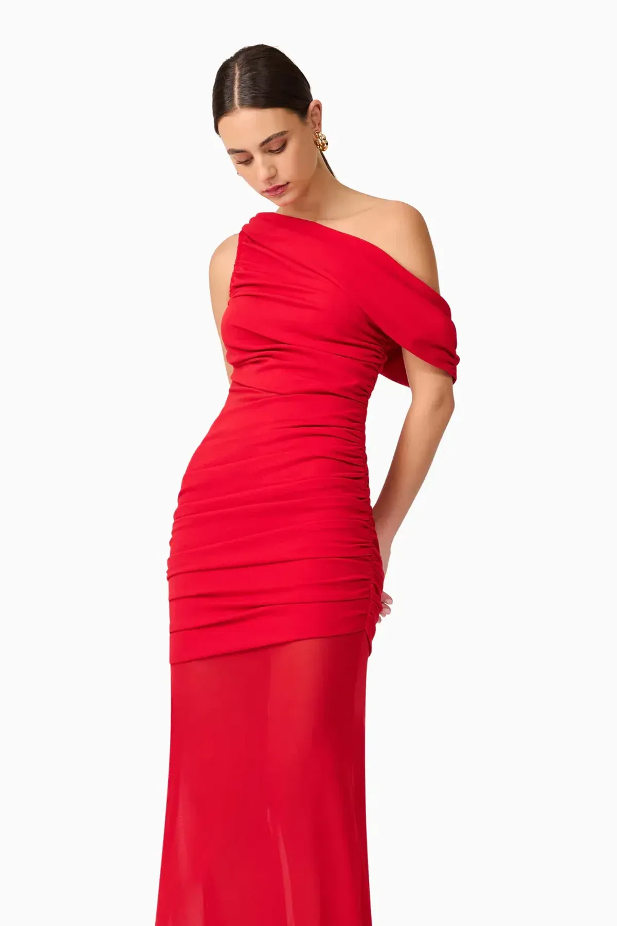 Elliatt Darya Asymmetrical Gown Red 12 - Image 3