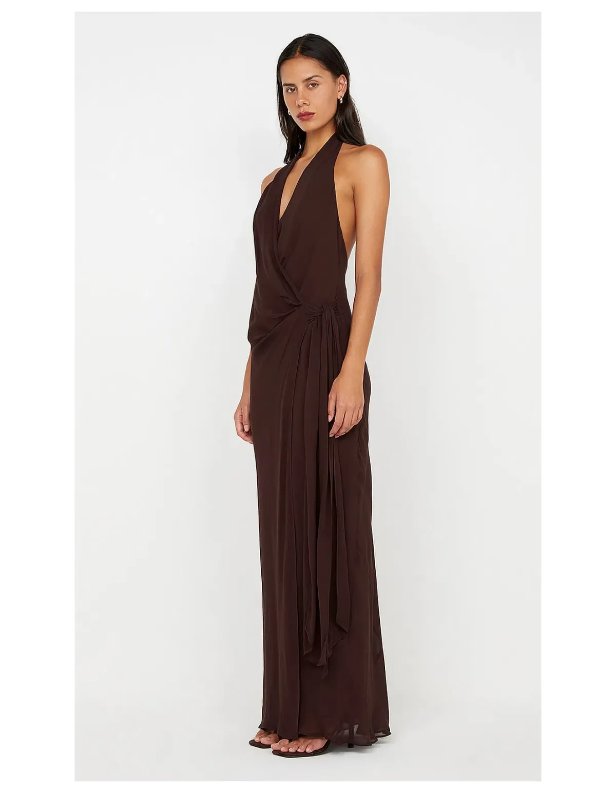 Bec and Bridge Soneva Wrap Halter Dress in Dark Chocolate Brown Size 10 / M AU - Image 2