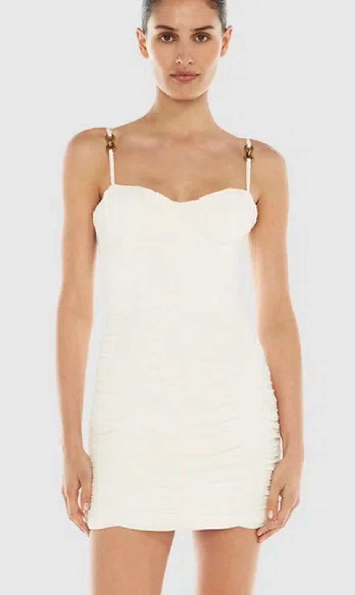 Manning Cartell White Double Time Pleat Mini Dress - Image 1