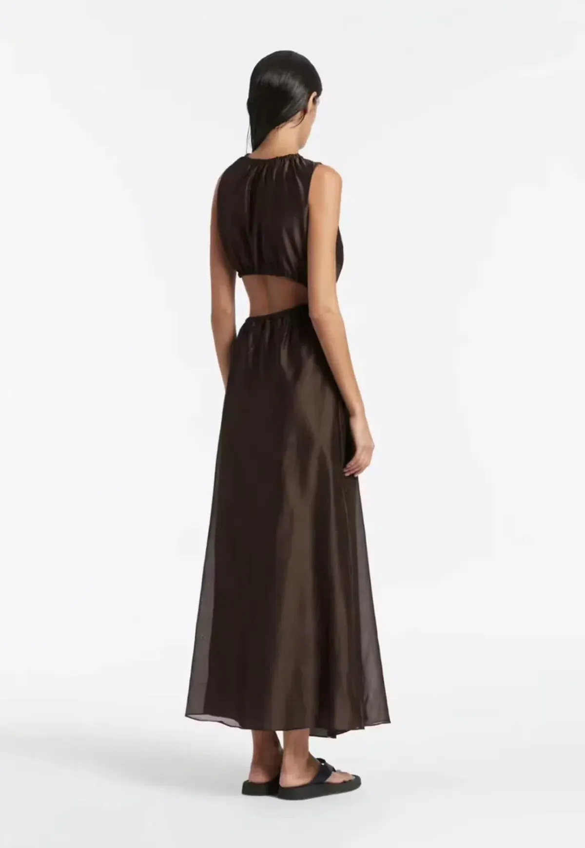 ANJE ASYMMETRICAL CUT OUT DRESS IN CHOCOLATE SIZE 1 / AU 8 - Image 4