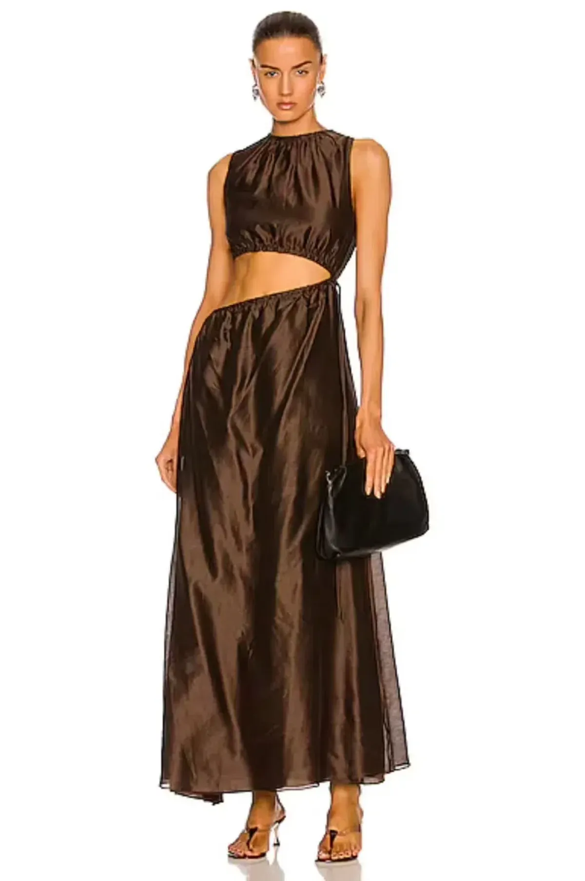 ANJE ASYMMETRICAL CUT OUT DRESS IN CHOCOLATE SIZE 1 / AU 8 for rent on The Volte - main image