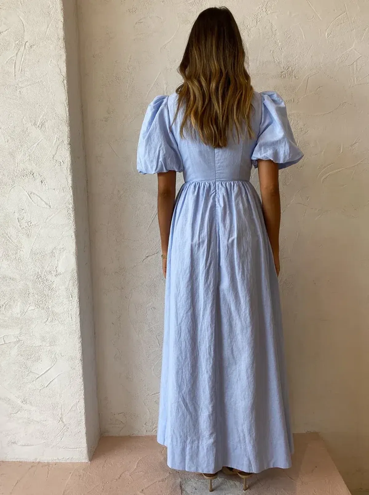 By Nicola Dahlia Ring Detail Maxi Dress In Sky - Image 3