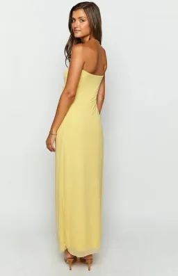 Beginning Boutique Braelyn Yellow Strapless Maxi Dress for rent on The Volte - image 4