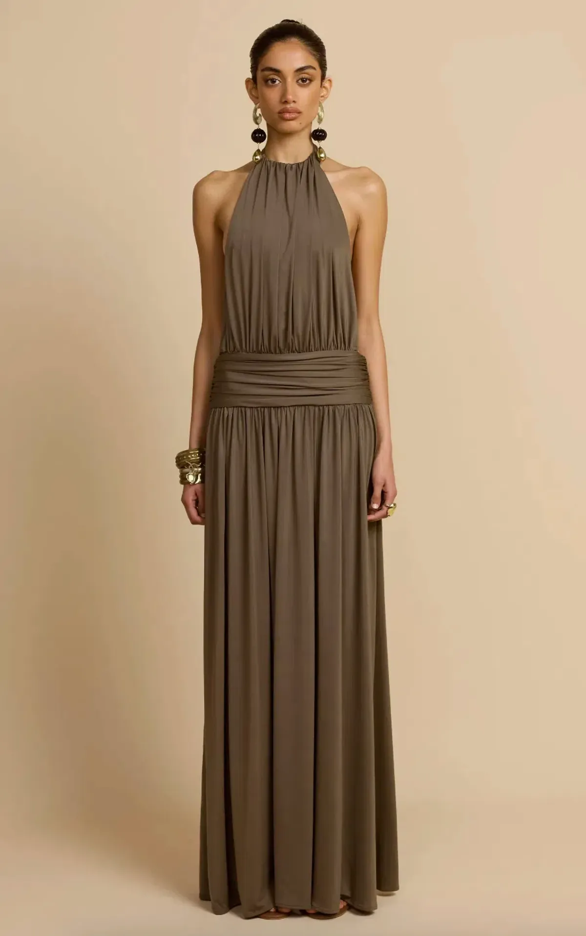 arcina ori, SANTINA DRESS KHAKI, maxi, size 8 - Image 1