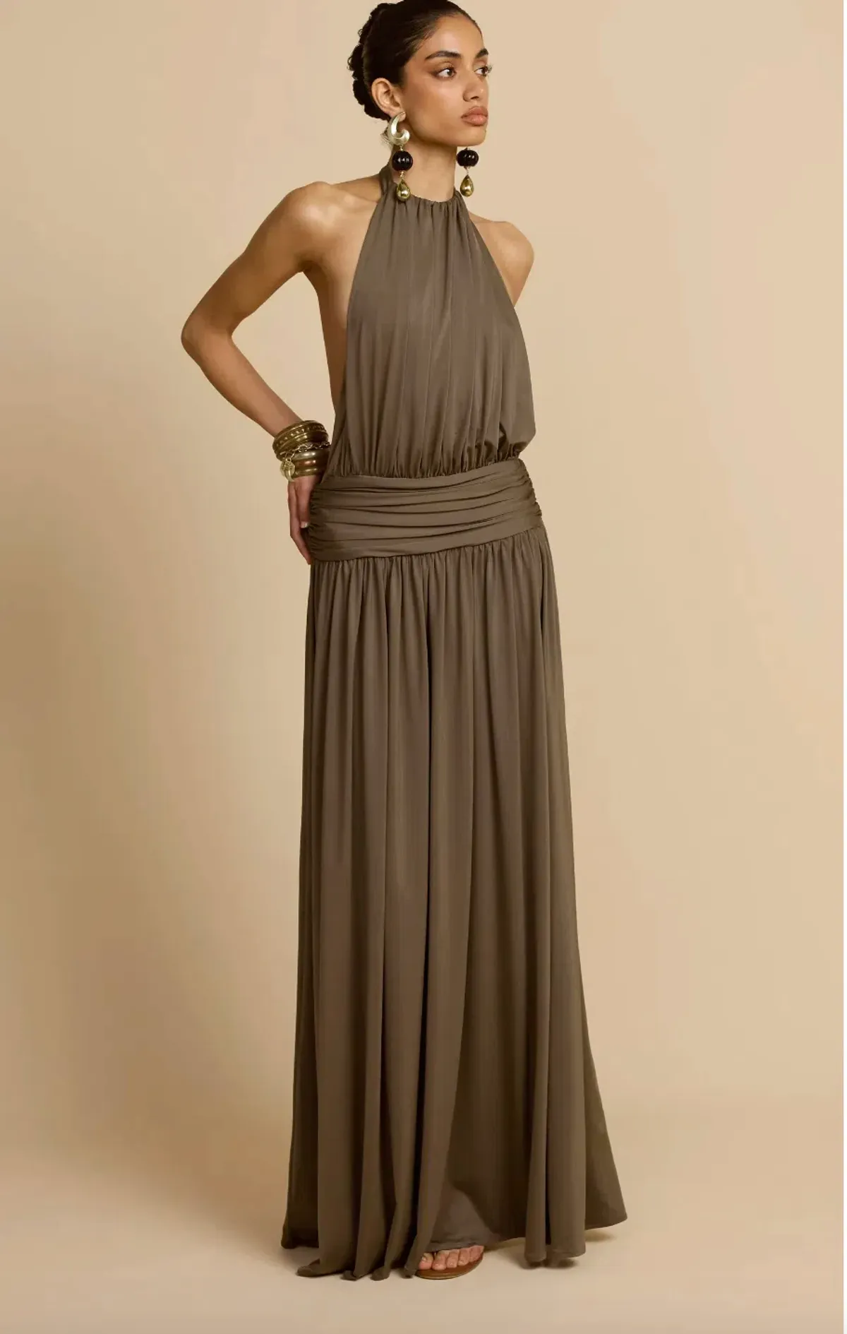 arcina ori, SANTINA DRESS KHAKI, maxi, size 8 - Image 3
