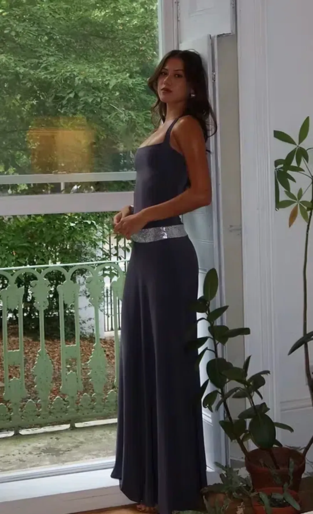 Sylavie Swimwear, Toscana Maxi Dress, Charcoal Grey, size 8 for rent on The Volte - main image