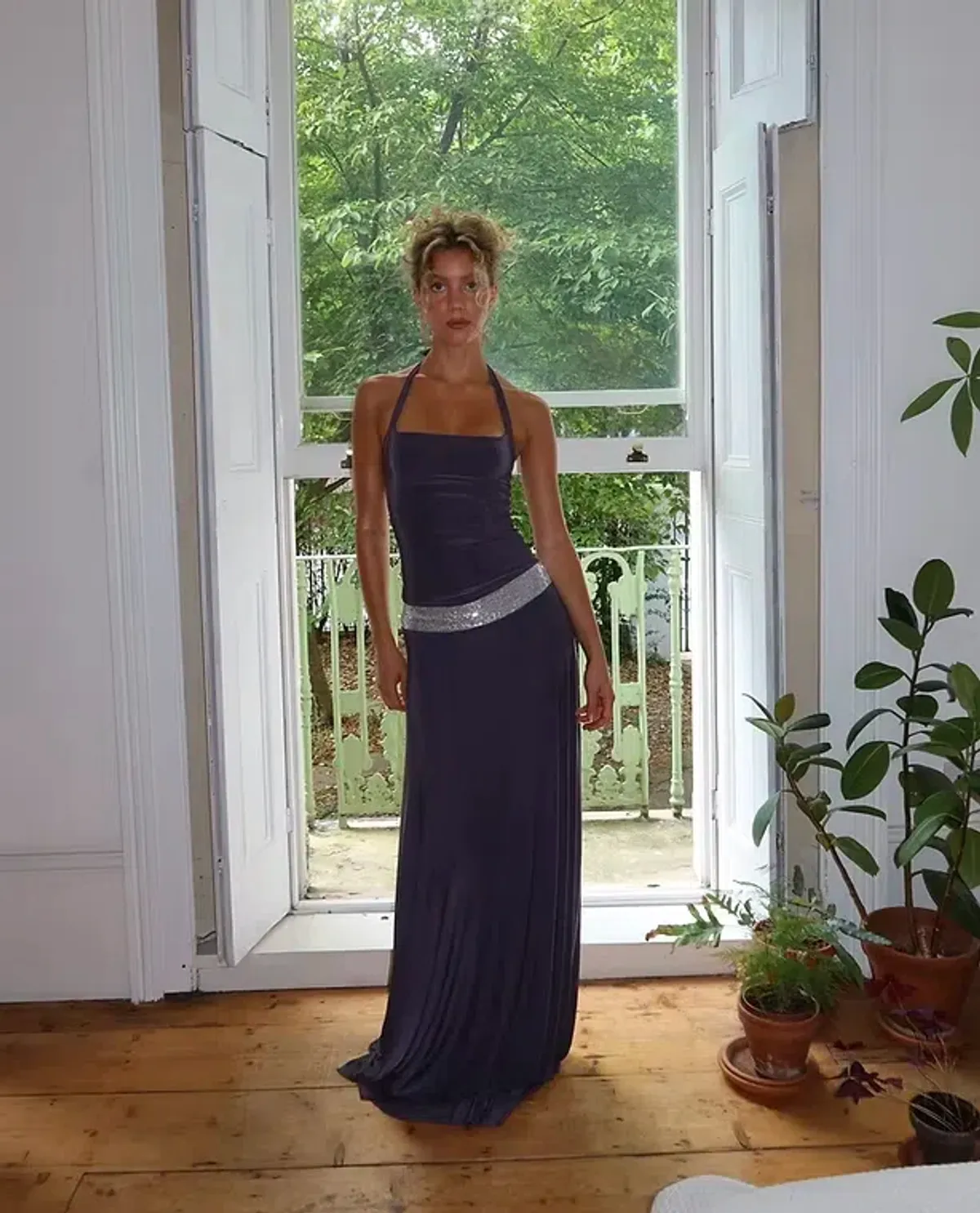 Sylavie Swimwear, Toscana Maxi Dress, Charcoal Grey, size 8 - Image 1