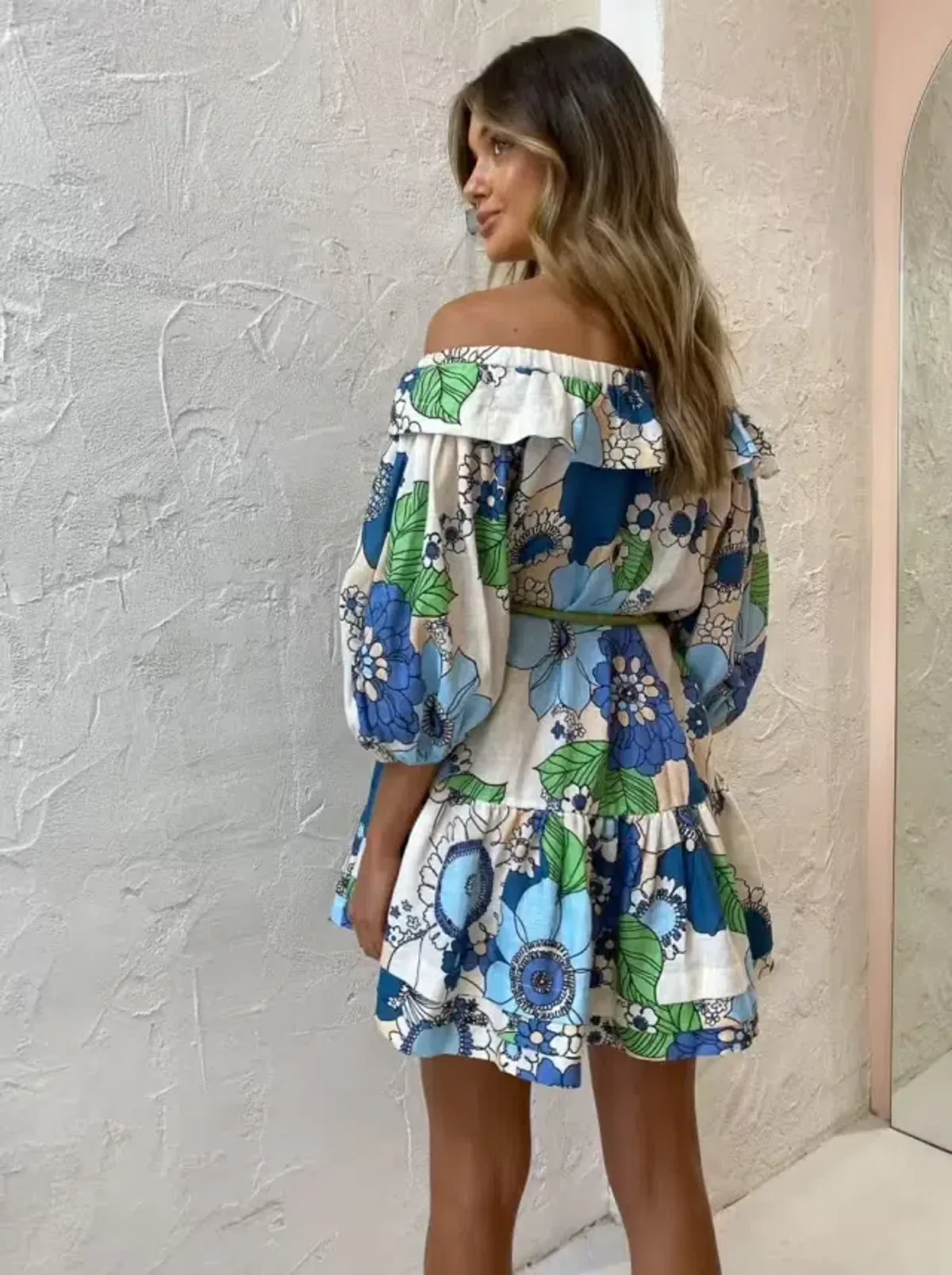 Alemais Farrah Ruffle Mini Dress Blue Floral Size XS / AU 6 - Image 4