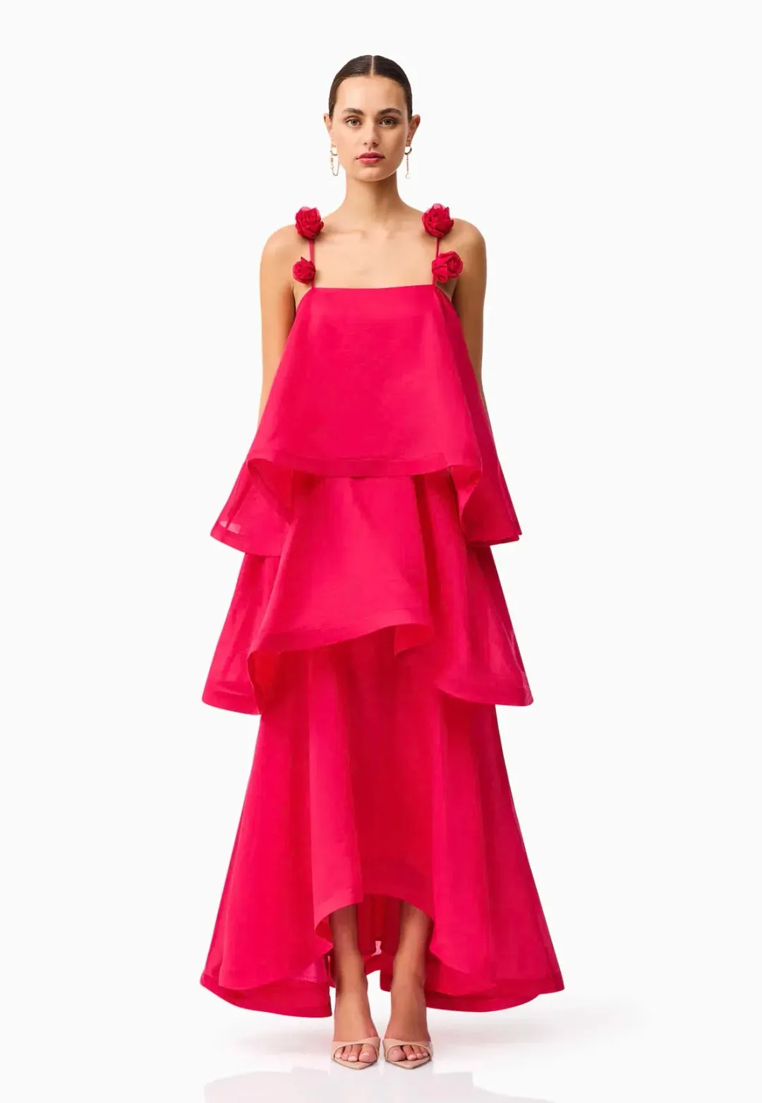 Elliatt Thalia Tiered Gown in Pink Size Small for rent on The Volte - main image
