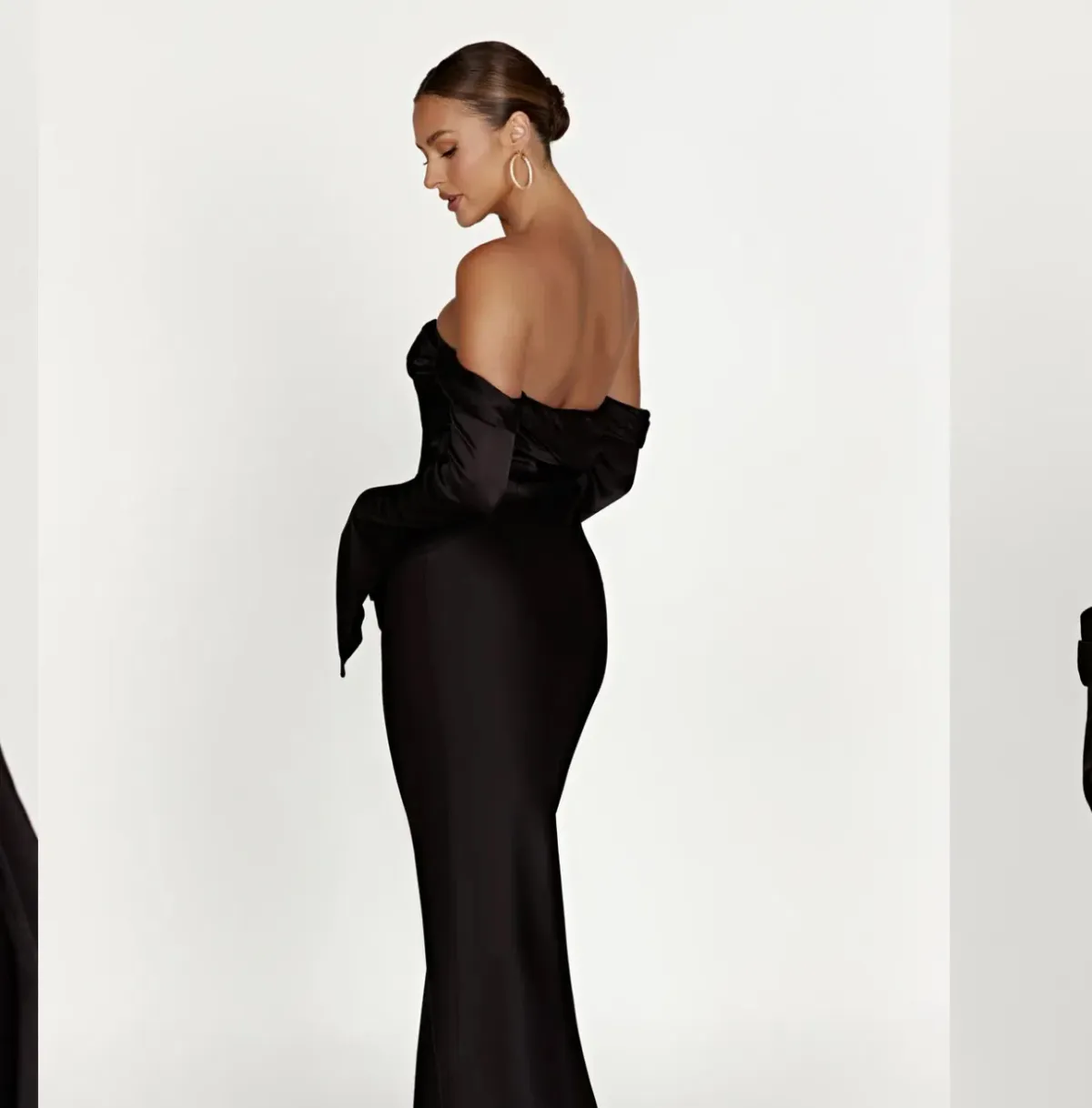 Giselle Off Shoulder Cowl Neck Maxi Dress - Black - Image 3