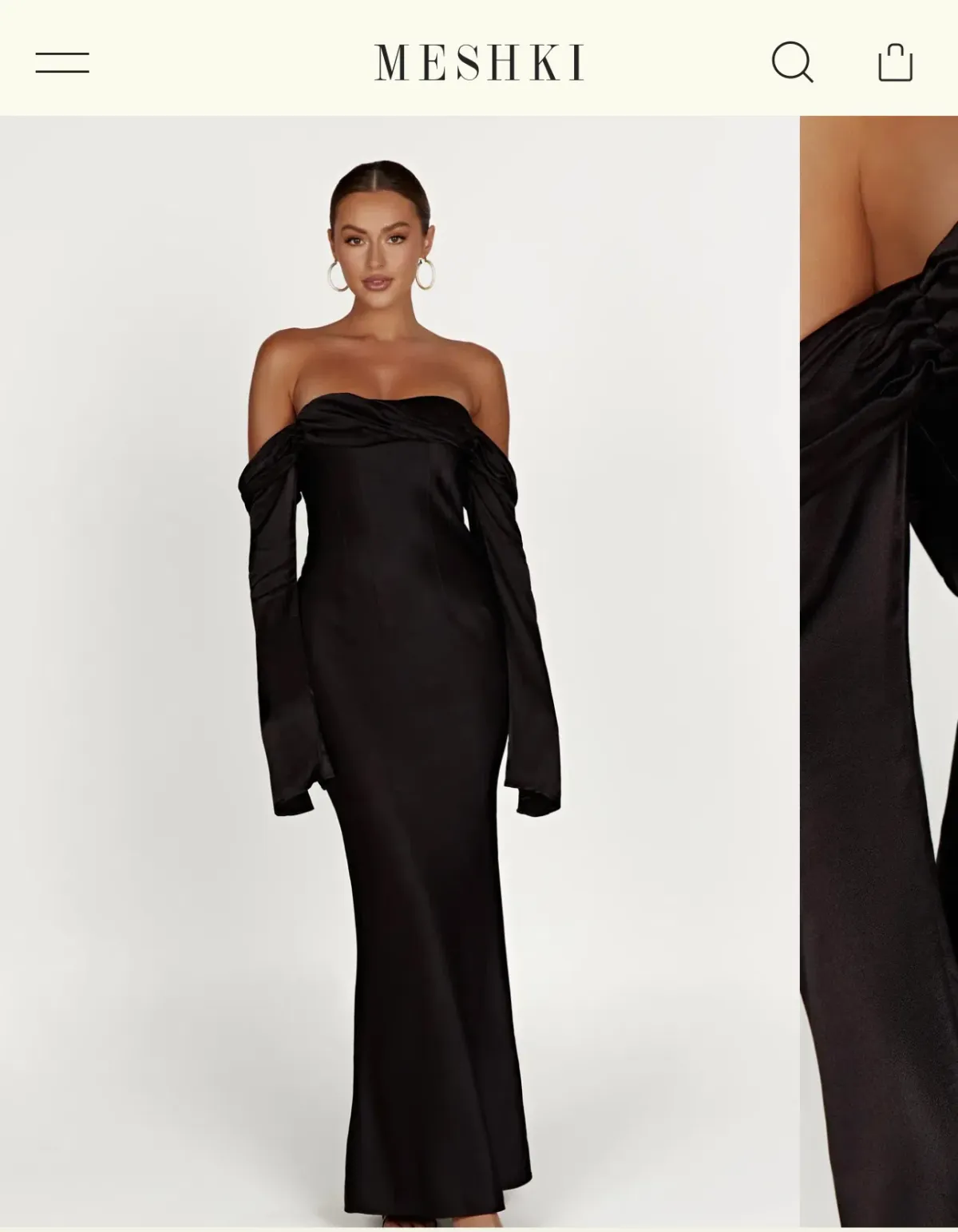 Giselle Off Shoulder Cowl Neck Maxi Dress - Black - Image 5