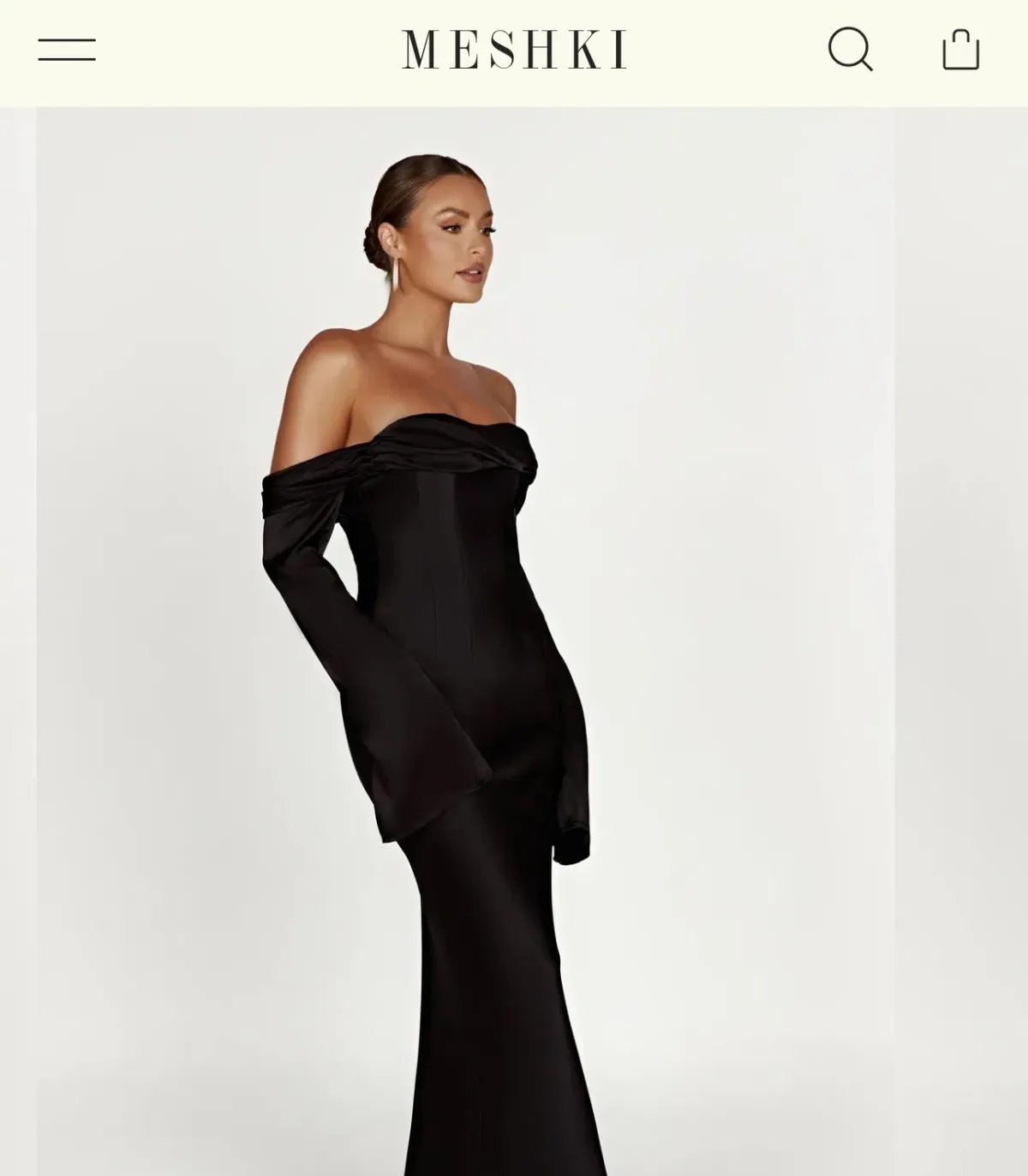 Giselle Off Shoulder Cowl Neck Maxi Dress - Black for rent on The Volte - main image
