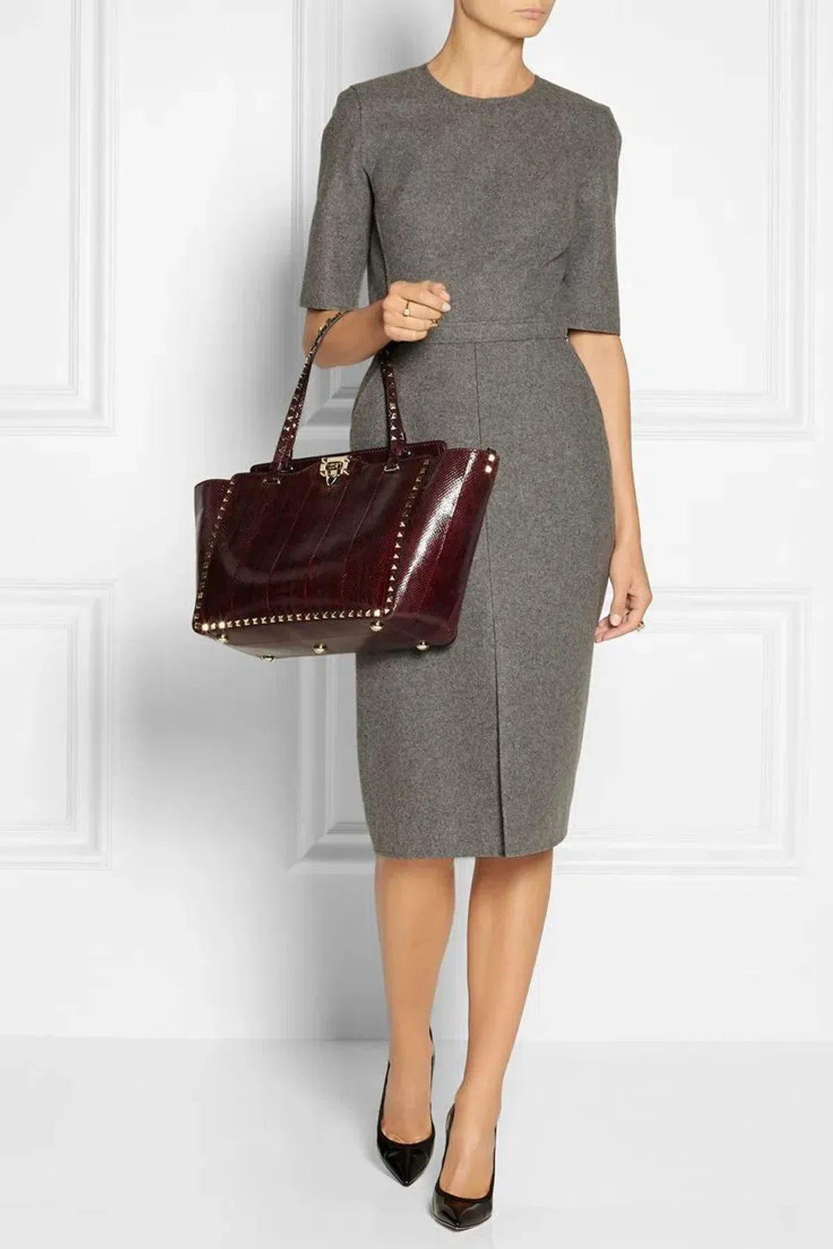 Victoria Beckham Grey wool mid-length dress - Image 2
