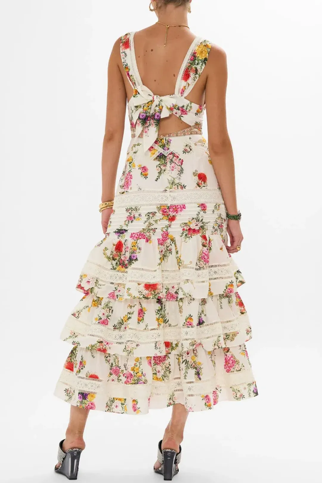 Camilla Tiered Ruffle Hem Dress Egyptian Rose (M/AU 12) for rent on The Volte - main image