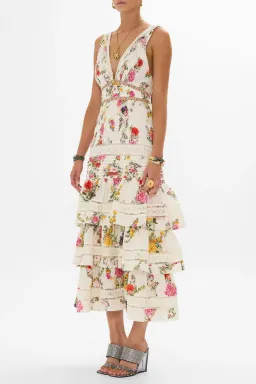 Camilla Tiered Ruffle Hem Dress Egyptian Rose (M/AU 12) for rent on The Volte - image 4