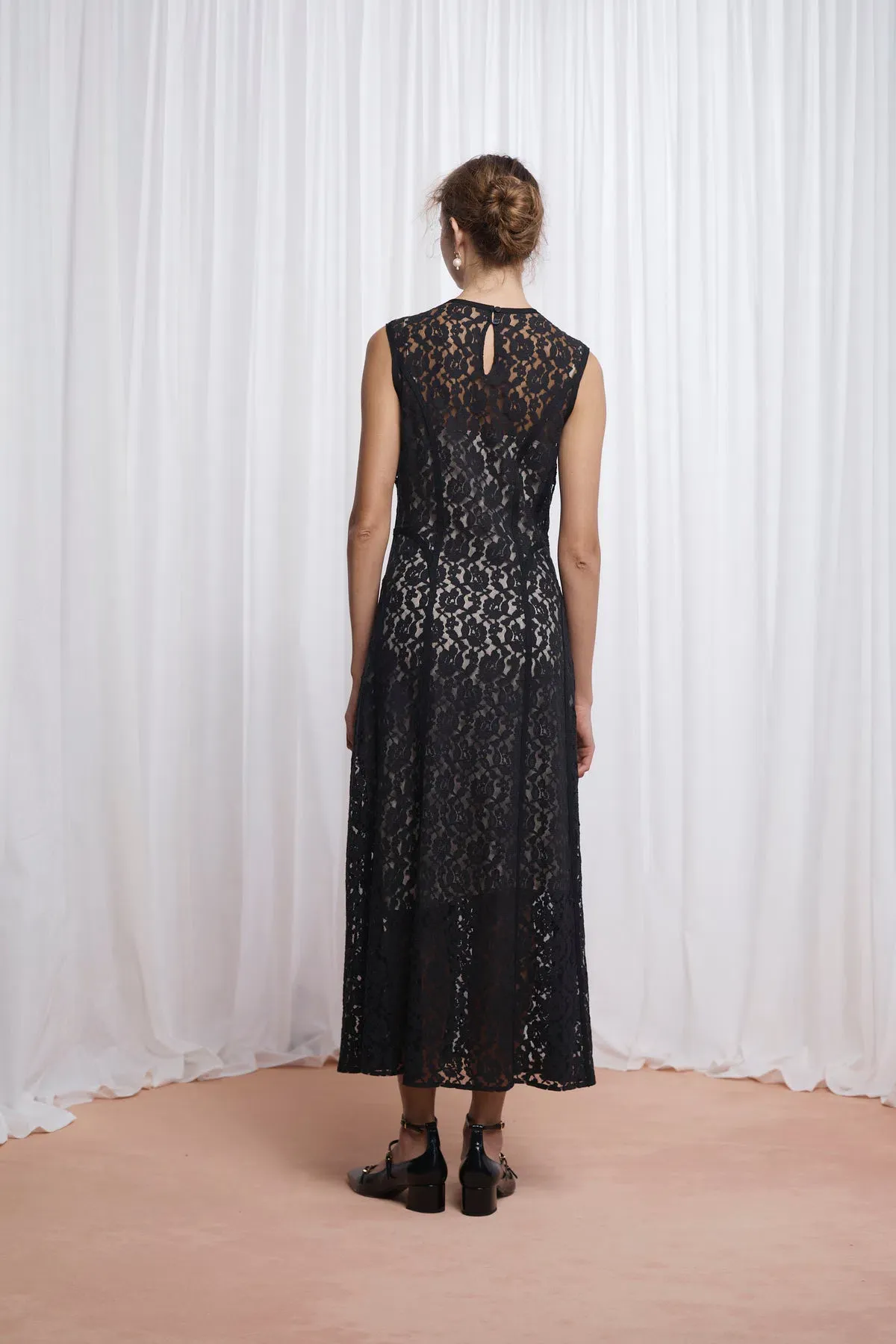 Lovaan Audrey Dress Cotton/Nylon Black Size 6 - Image 4