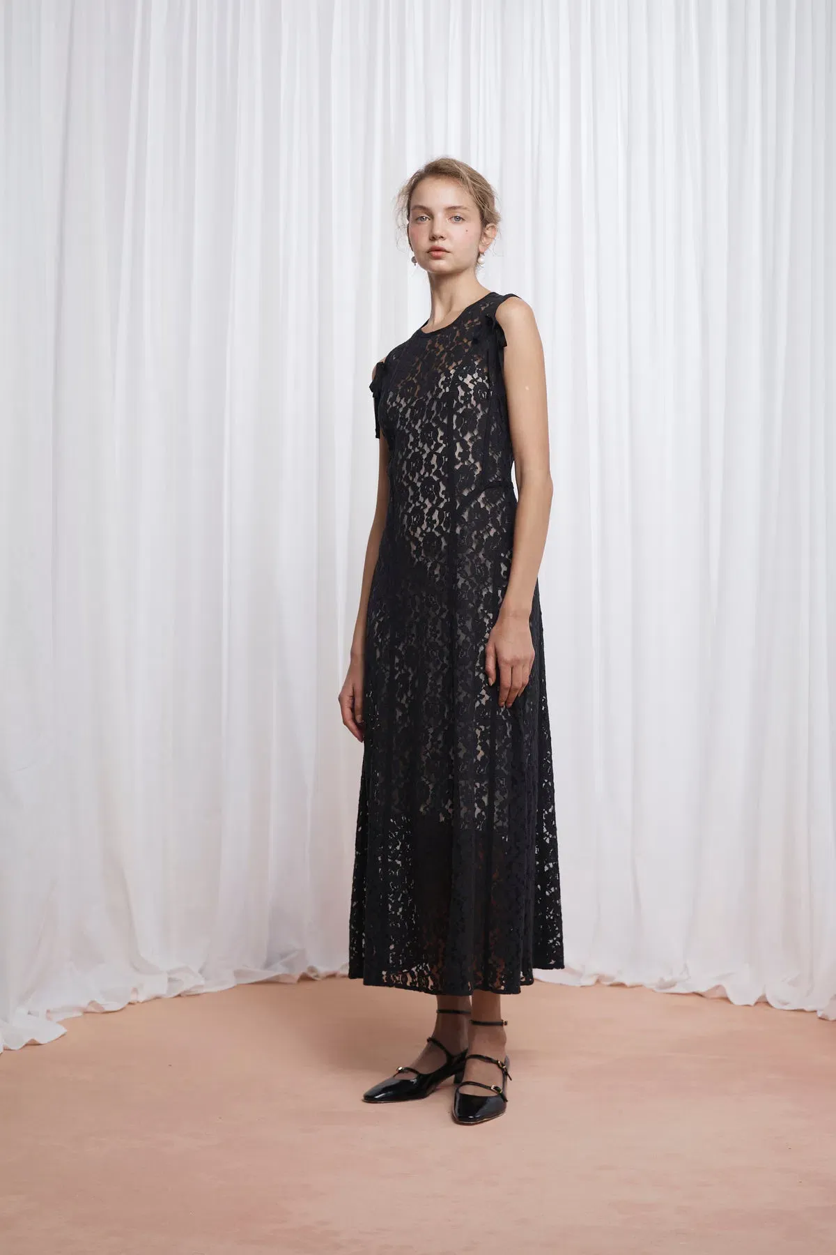 Lovaan Audrey Dress Cotton/Nylon Black Size 6 - Image 3