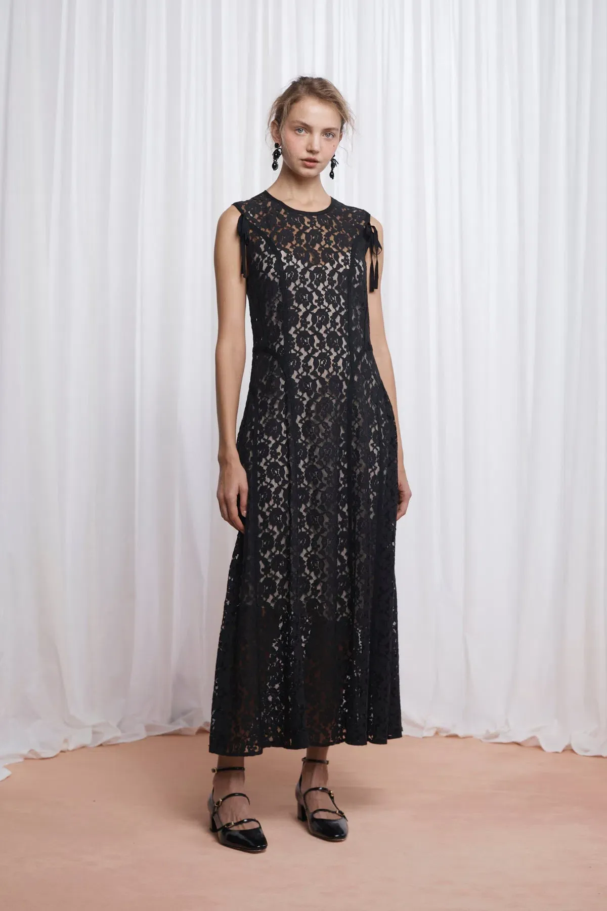 Lovaan Audrey Dress Cotton/Nylon Black Size 10 - Image 2