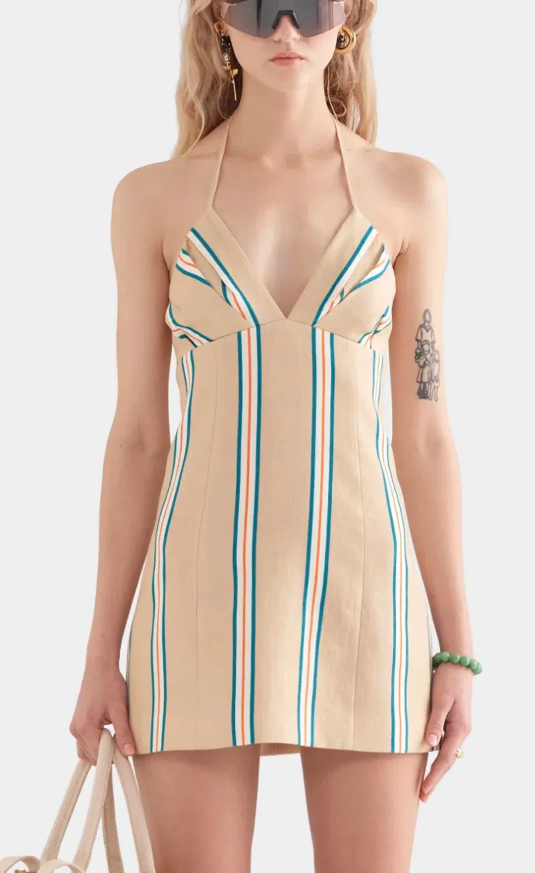 Venroy Halter Linen Mini Dress - size small for rent on The Volte - main image