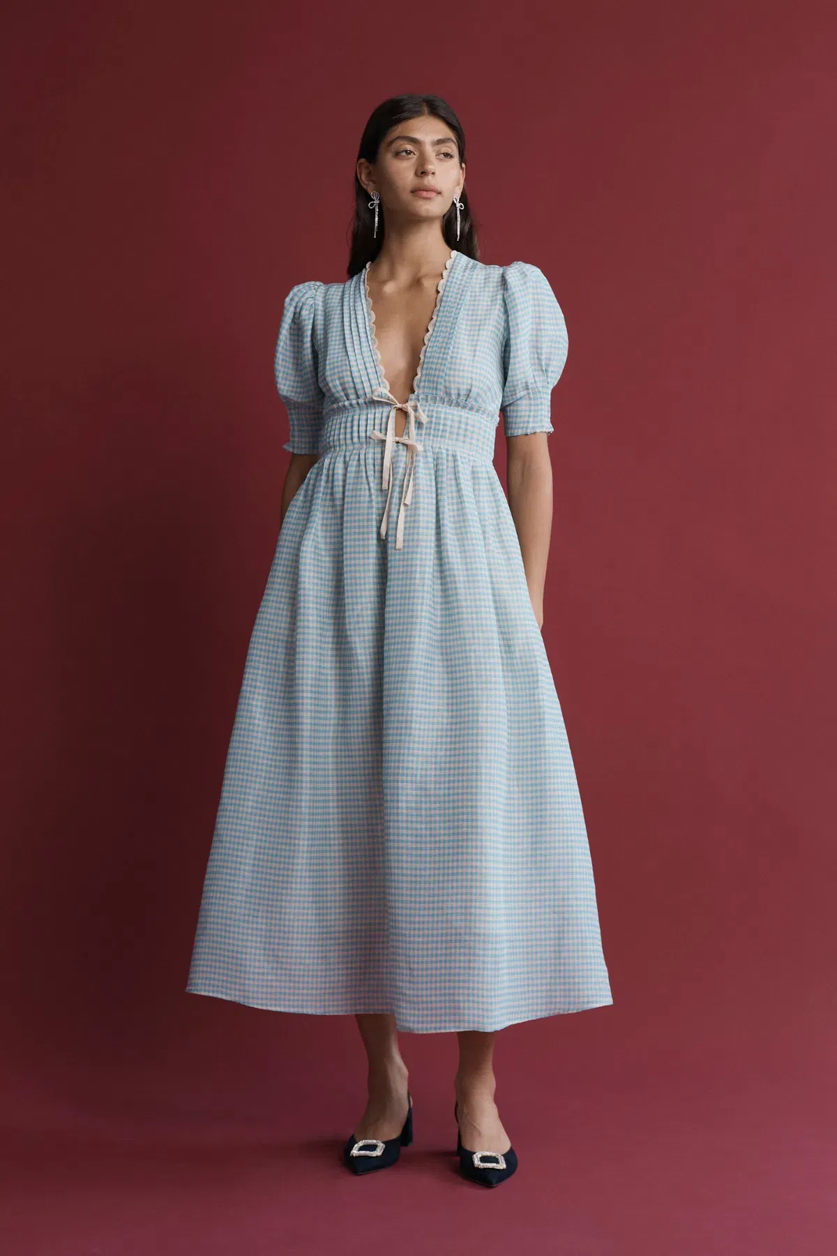 Lovaan Boehm Dress Blue Gingham Size 10 - Image 1