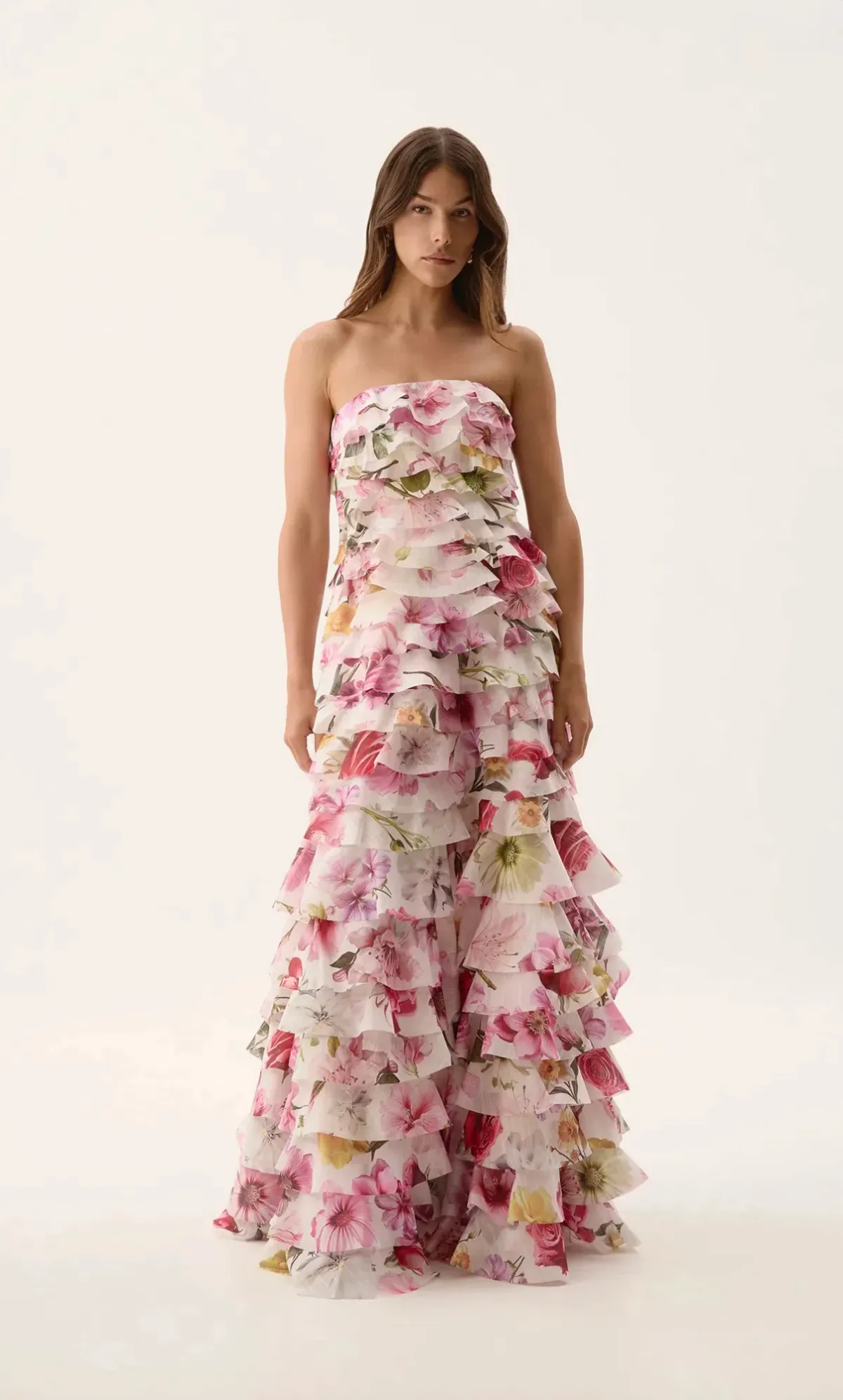 Aje / Fleur Pleated Gown / Collage Floral / Size 12 - Image 1