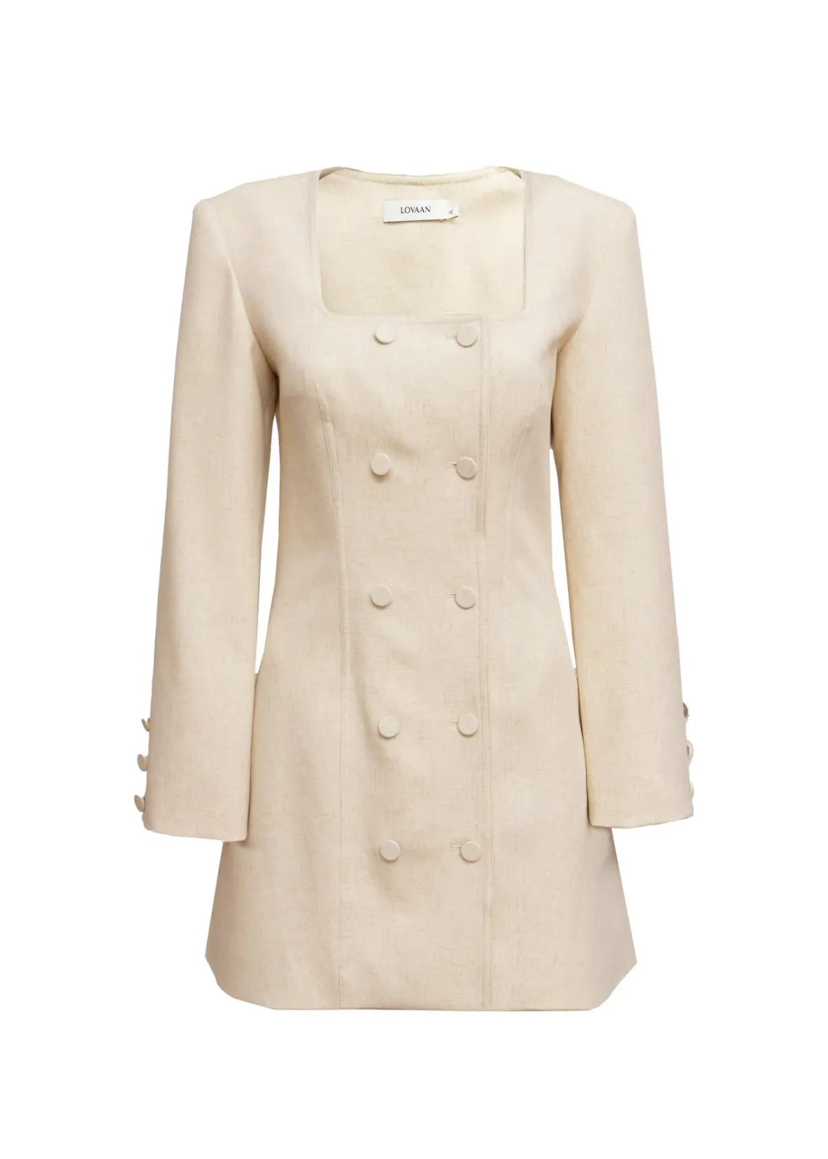Lovaan Evelyn Dress Poly Linen Spandex Meringue Size 8 - Image 7
