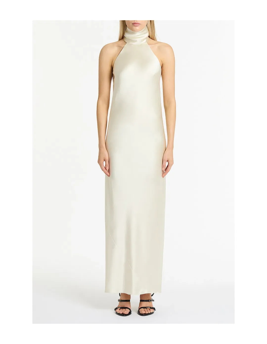 Carla Zampatti Ivory Satin Bias Maxi Dress Size 8 for rent on The Volte - main image