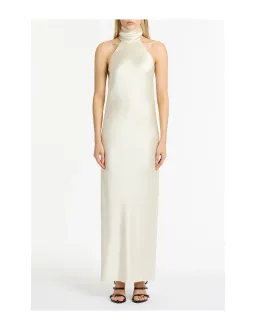 Carla Zampatti Ivory Satin Bias Maxi Dress Size 8 for rent on The Volte - image 1