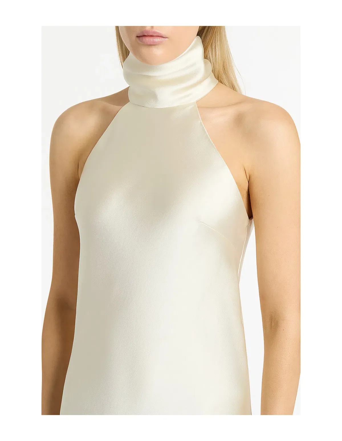 Carla Zampatti Ivory Satin Bias Maxi Dress Size 8 - Image 4