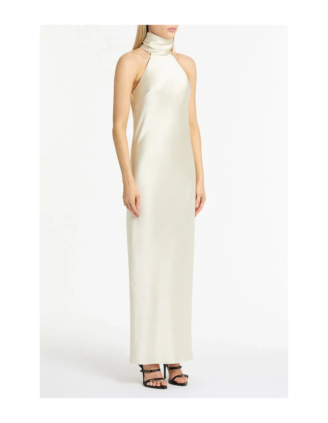 Carla Zampatti Ivory Satin Bias Maxi Dress Size 8 for rent on The Volte - main image