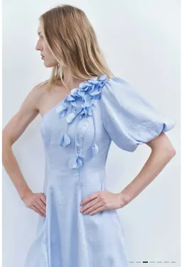 Aje Camille Midi Dress Pale Blue Size 10 for rent on The Volte - image 2