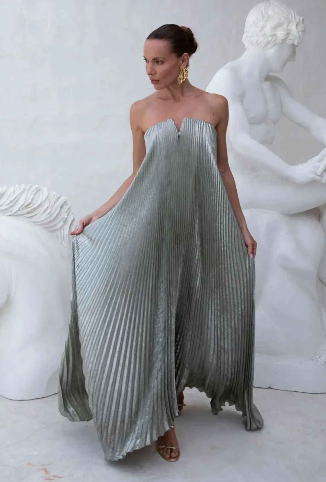 Lidee Black Tie Gown- Sage Shimmer for rent on The Volte - main image