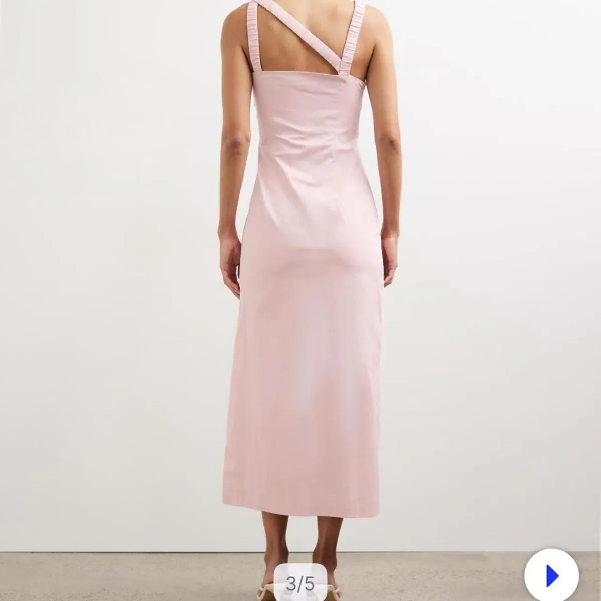 Lover Kilian Asymmetric Tuck Midi Dress in Baby Pink Size 10 - Image 4