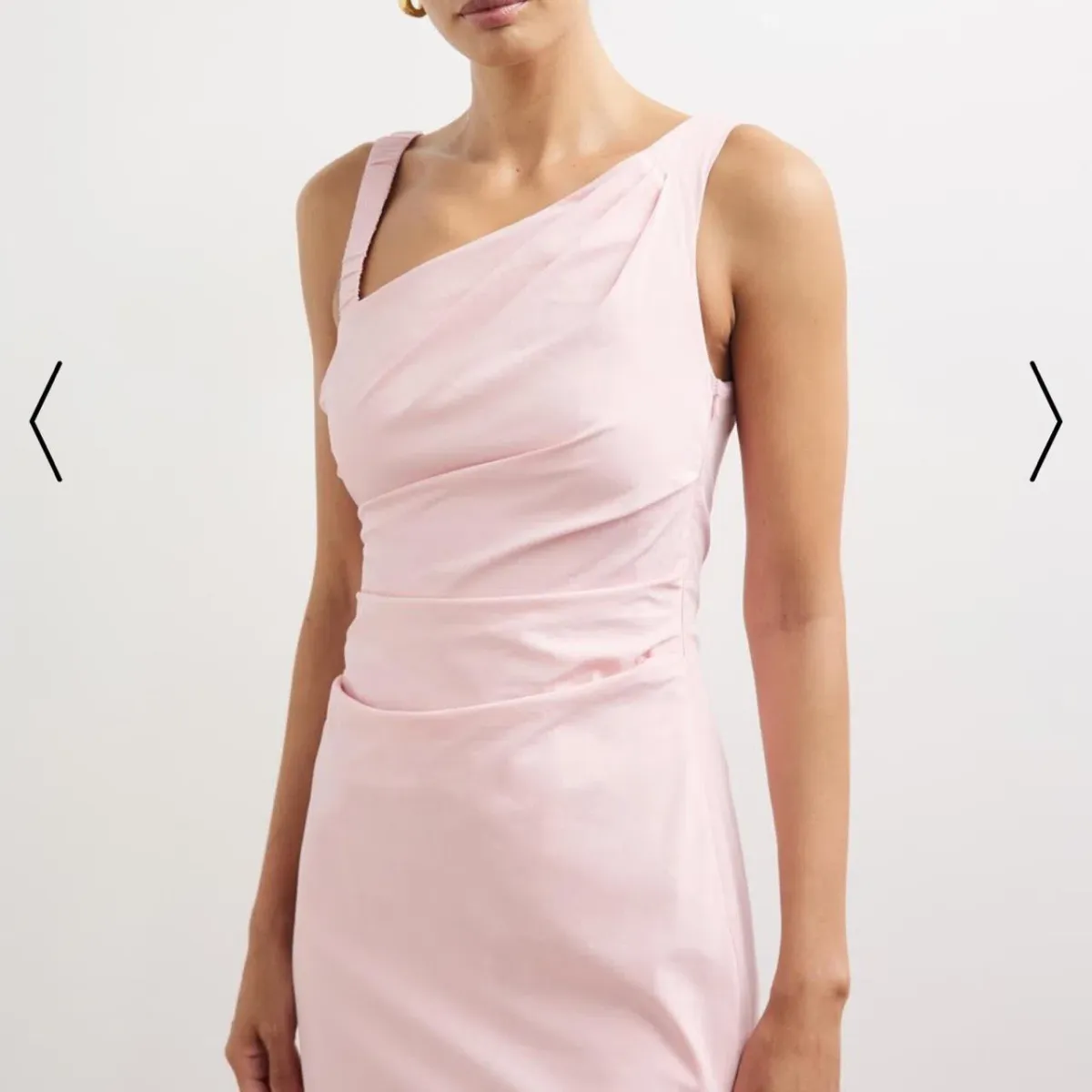 Lover Kilian Asymmetric Tuck Midi Dress in Baby Pink Size 10 - Image 3