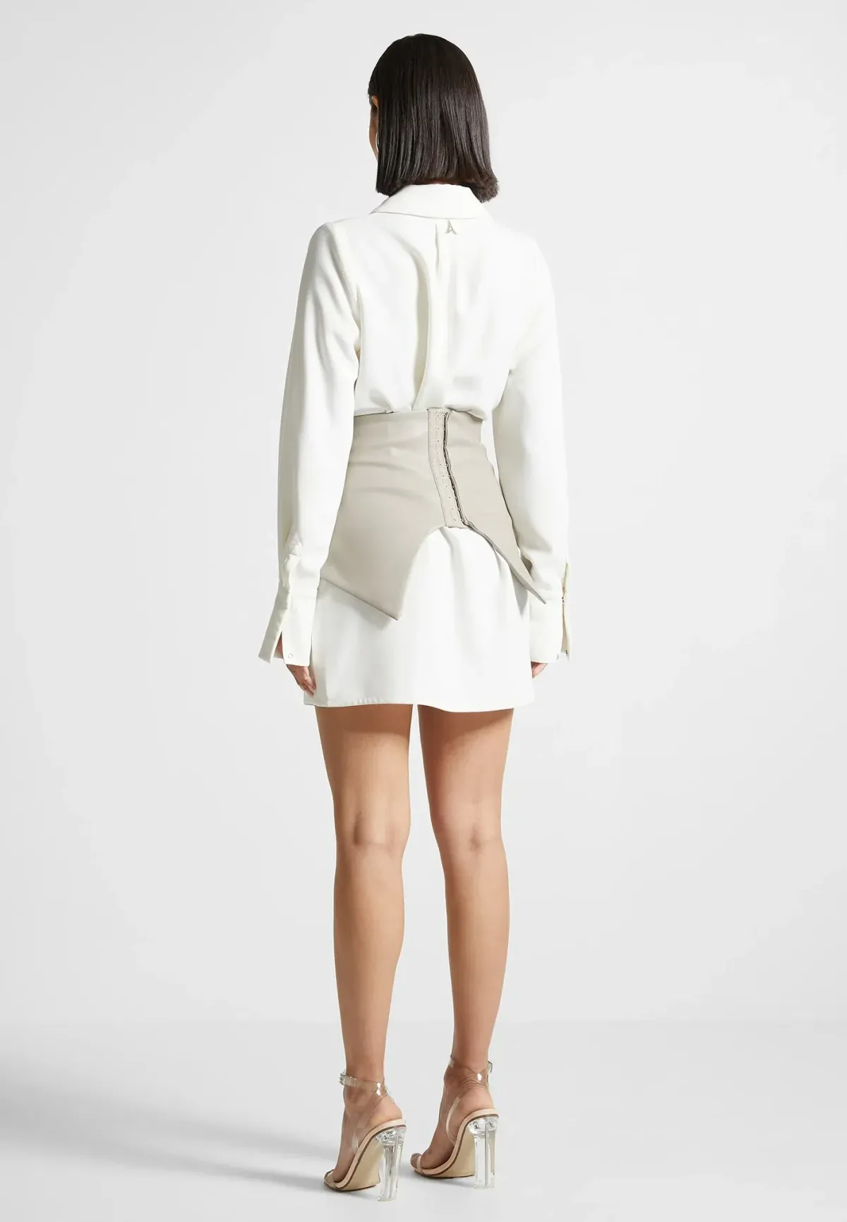 Manière De Voir Corset Shirt Dress - White/Beige - Image 3