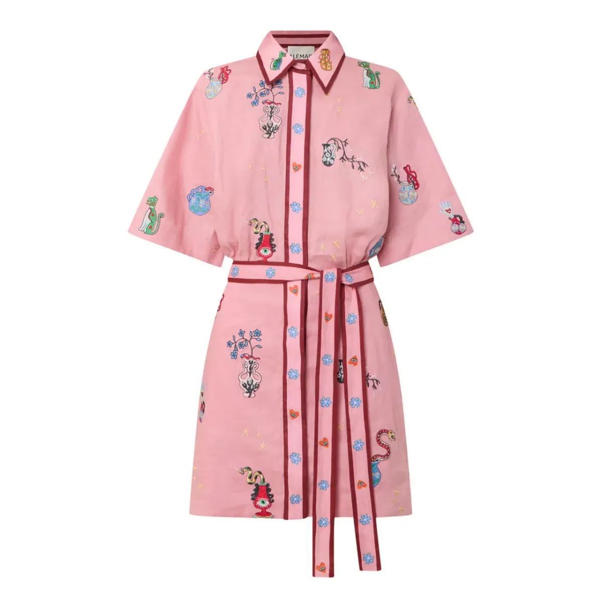 ALEMAIS Timmy Embroidered Mini Dress Pink Size 10 AU - Image 13