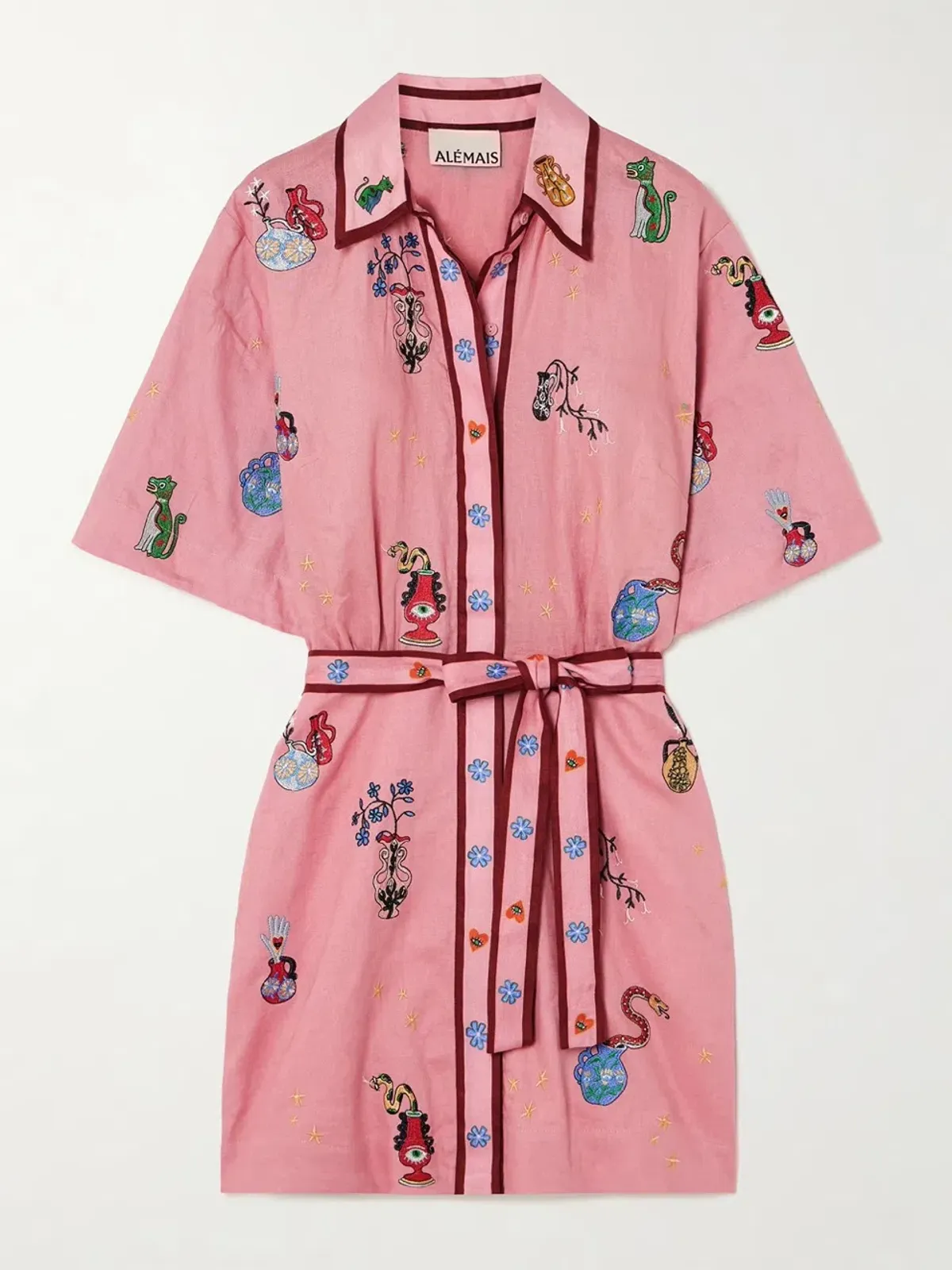 ALEMAIS Timmy Embroidered Mini Dress Pink Size 10 AU - Image 14