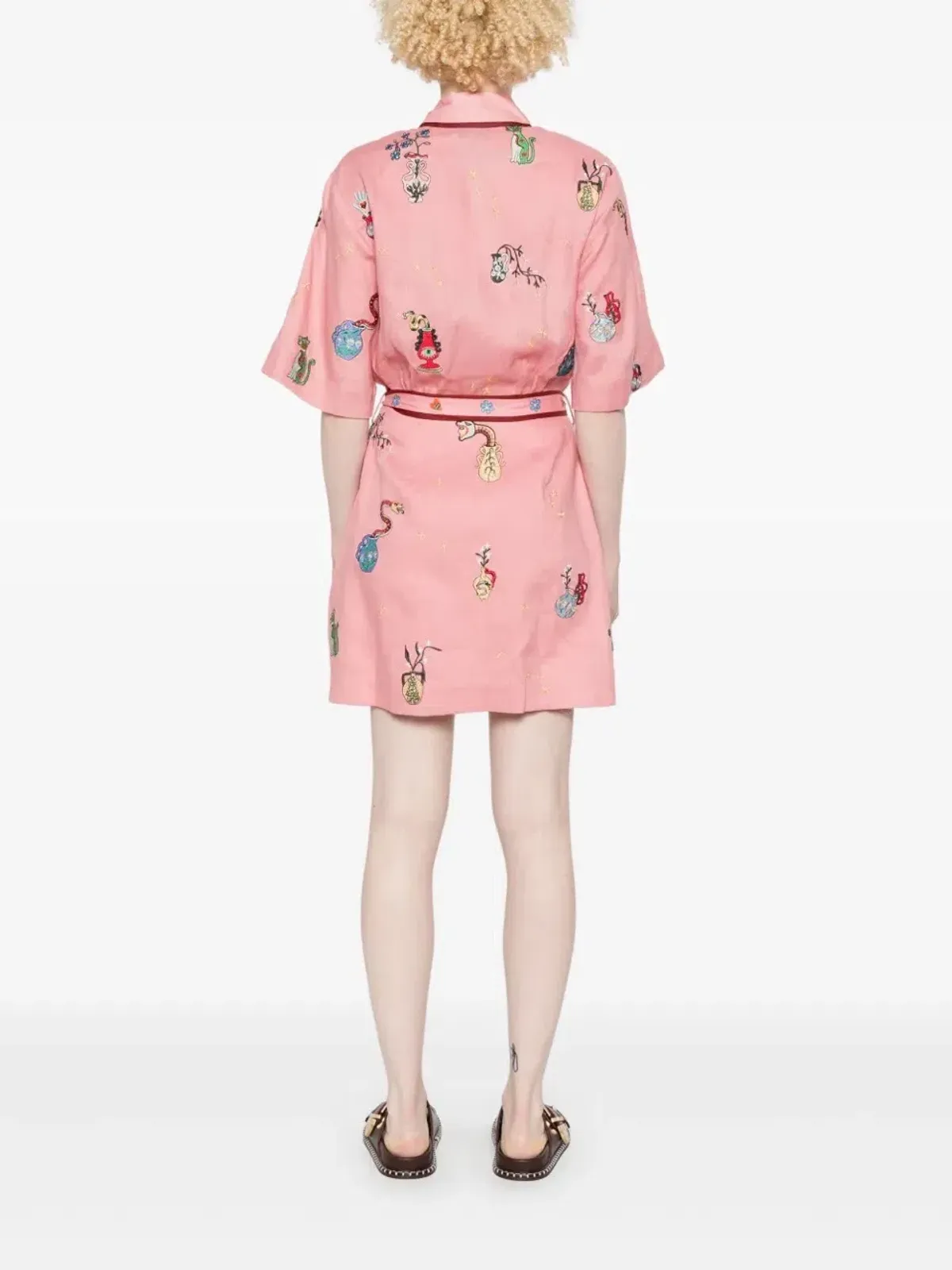 ALEMAIS Timmy Embroidered Mini Dress Pink Size 10 AU - Image 10