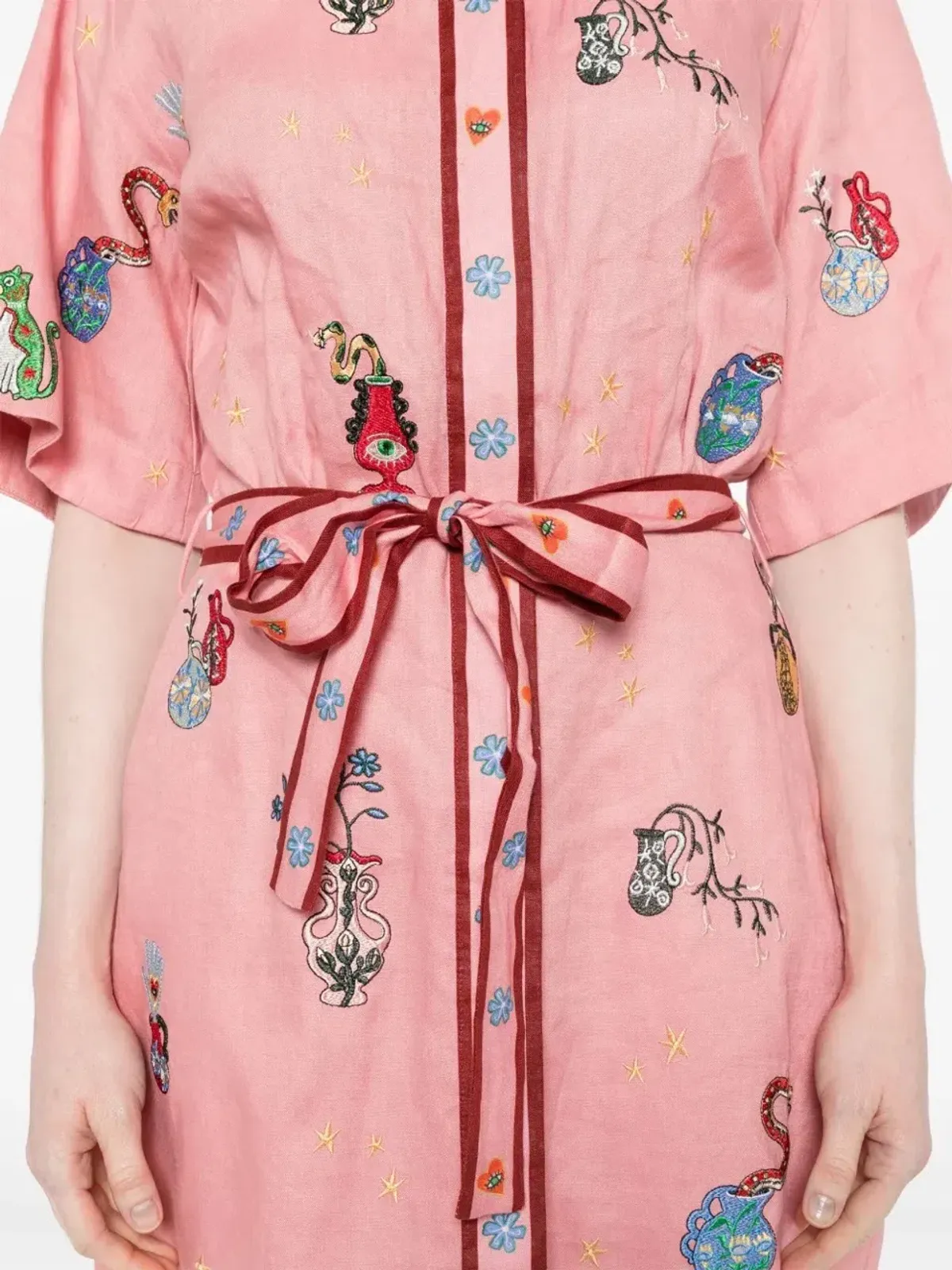 ALEMAIS Timmy Embroidered Mini Dress Pink Size 10 AU - Image 11