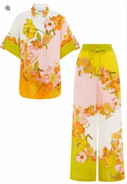 Alemais Silas Shirt and Pants Set Pink Yellow Floral Size 8 for rent on The Volte - image 3