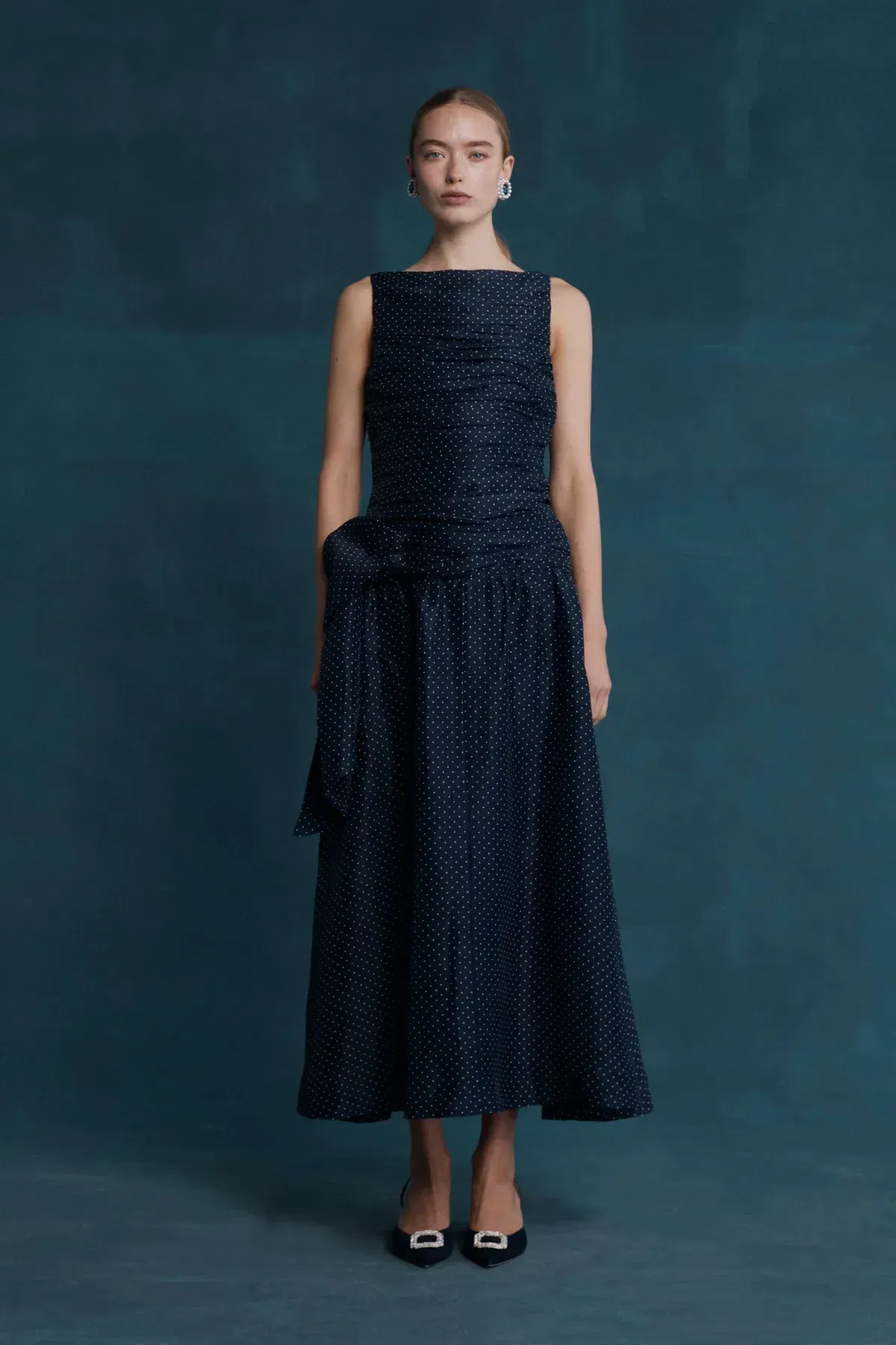 Lovaan Ophelia Dress Silk/Linen Royal Dot Size 10 - Image 1