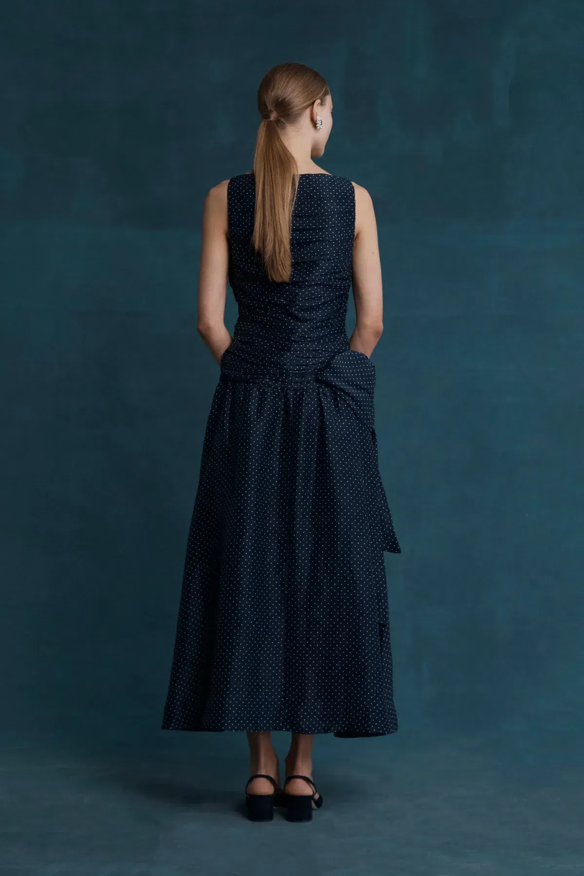 Lovaan Ophelia Dress Silk/Linen Royal Dot Size 10 - Image 3