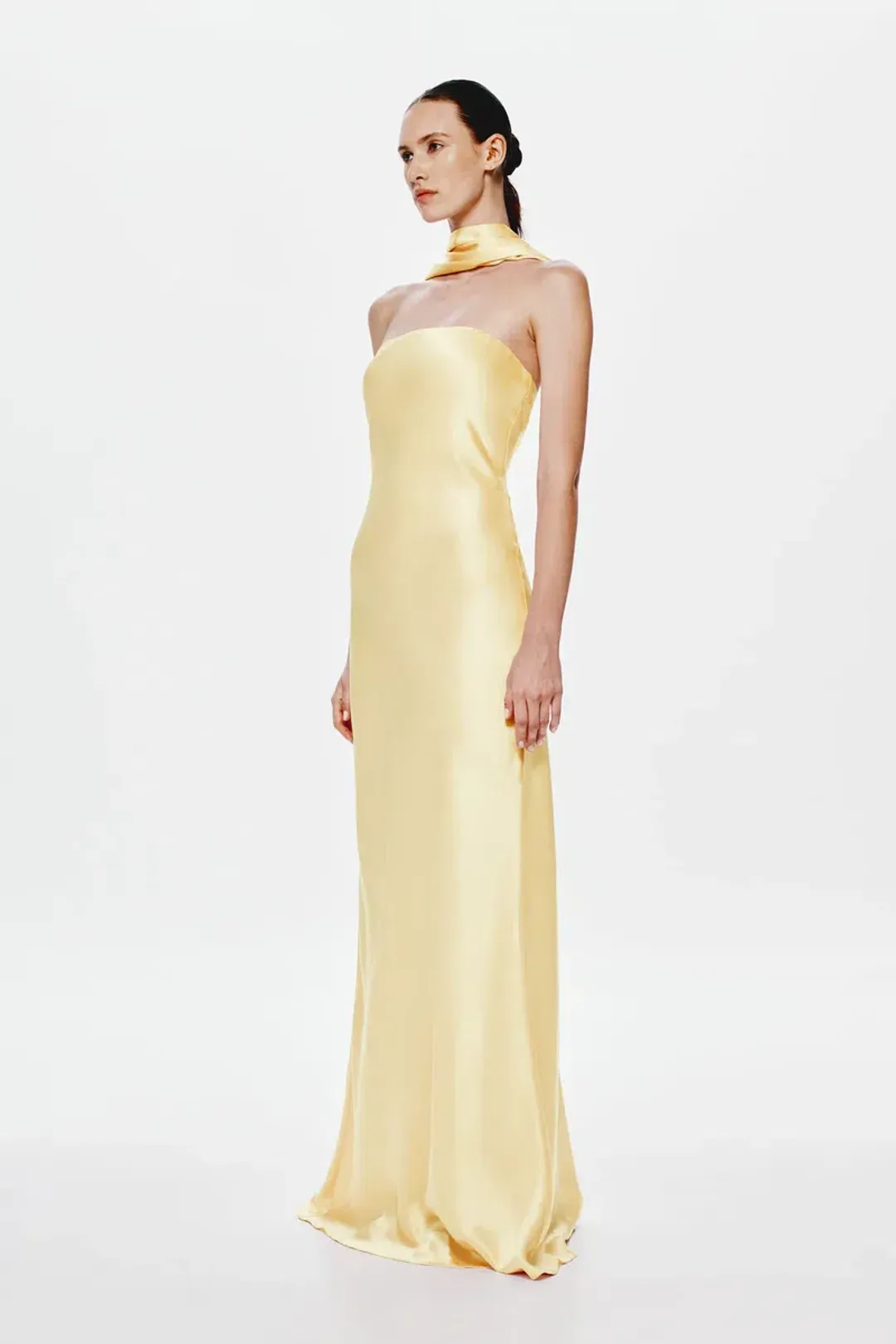 Misha Lilia Satin Dress Yellow Size S for rent on The Volte - main image